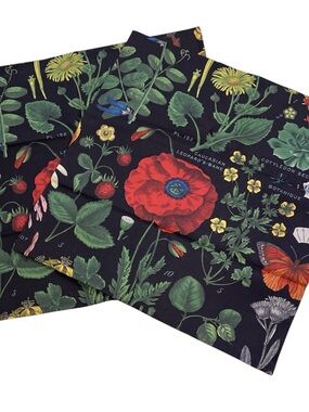 2 Pottery Barn Poppy Botanical 24”Square Pillow Covers Zip Closure NWOT